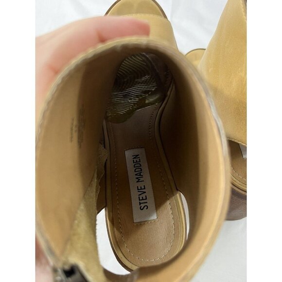 Steve Madden TERRAA Open Toe Booties Natural Leather Size 9.5 - Picture 7 of 15